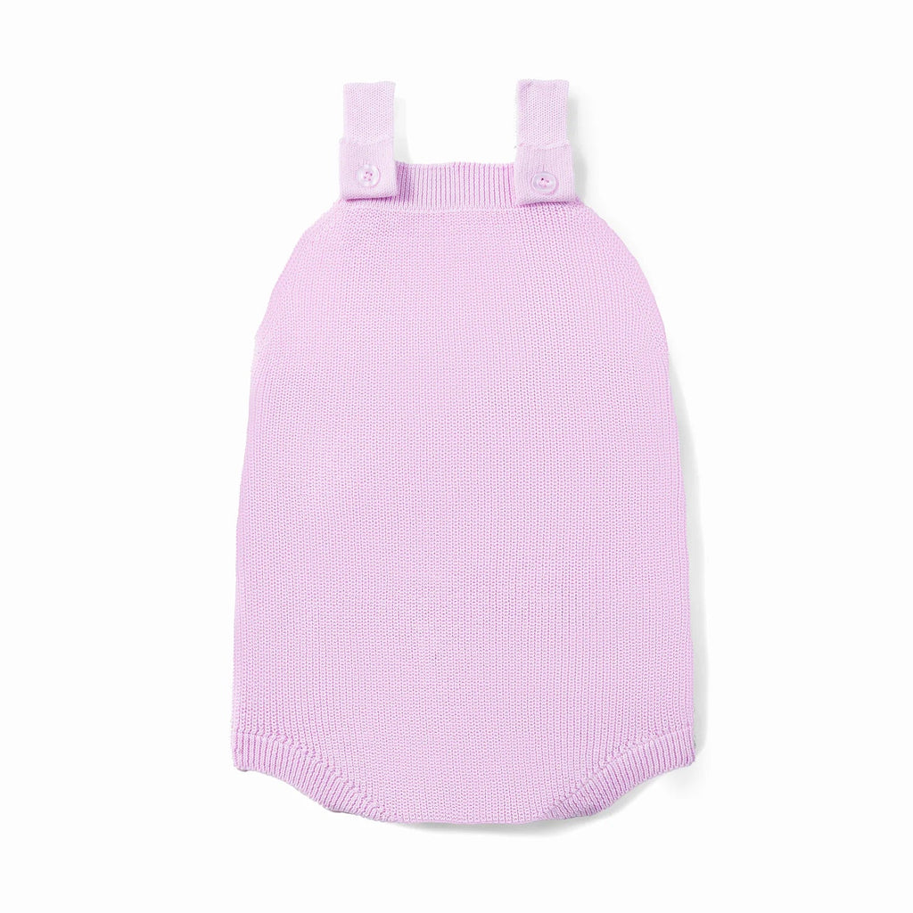 Baby Knit Button Strap Romper in Lilac