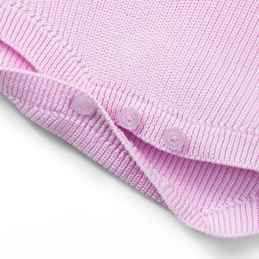 Baby Knit Button Strap Romper in Lilac