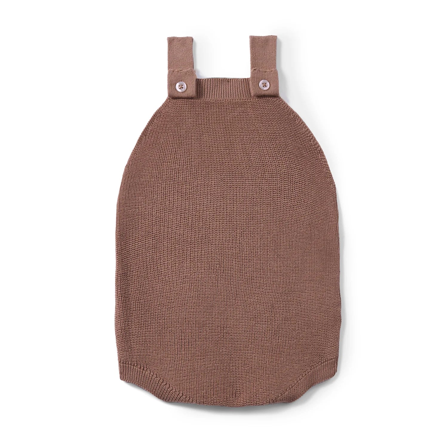 Baby Knit Button Strap Romper in Mocha