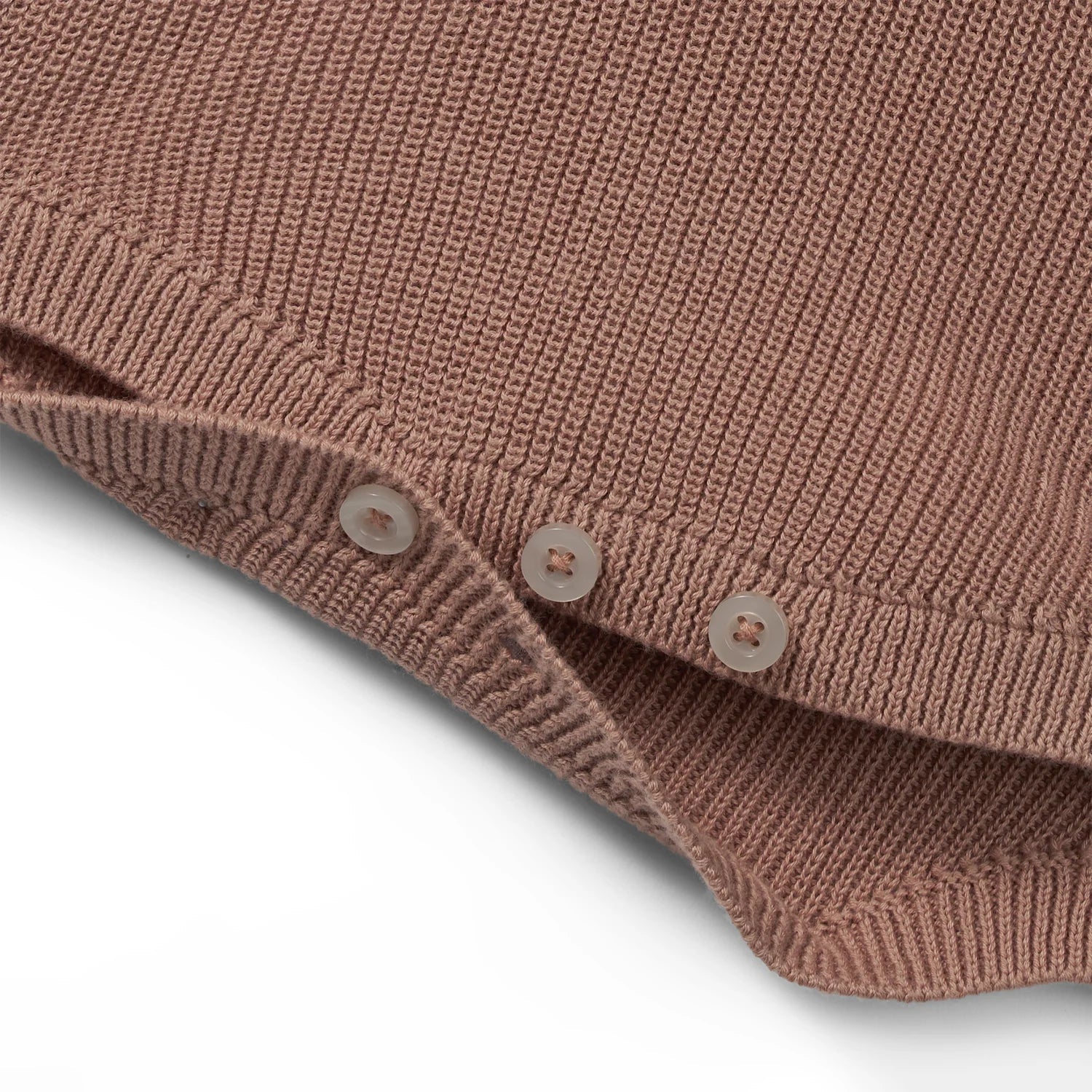 Baby Knit Button Strap Romper in Mocha