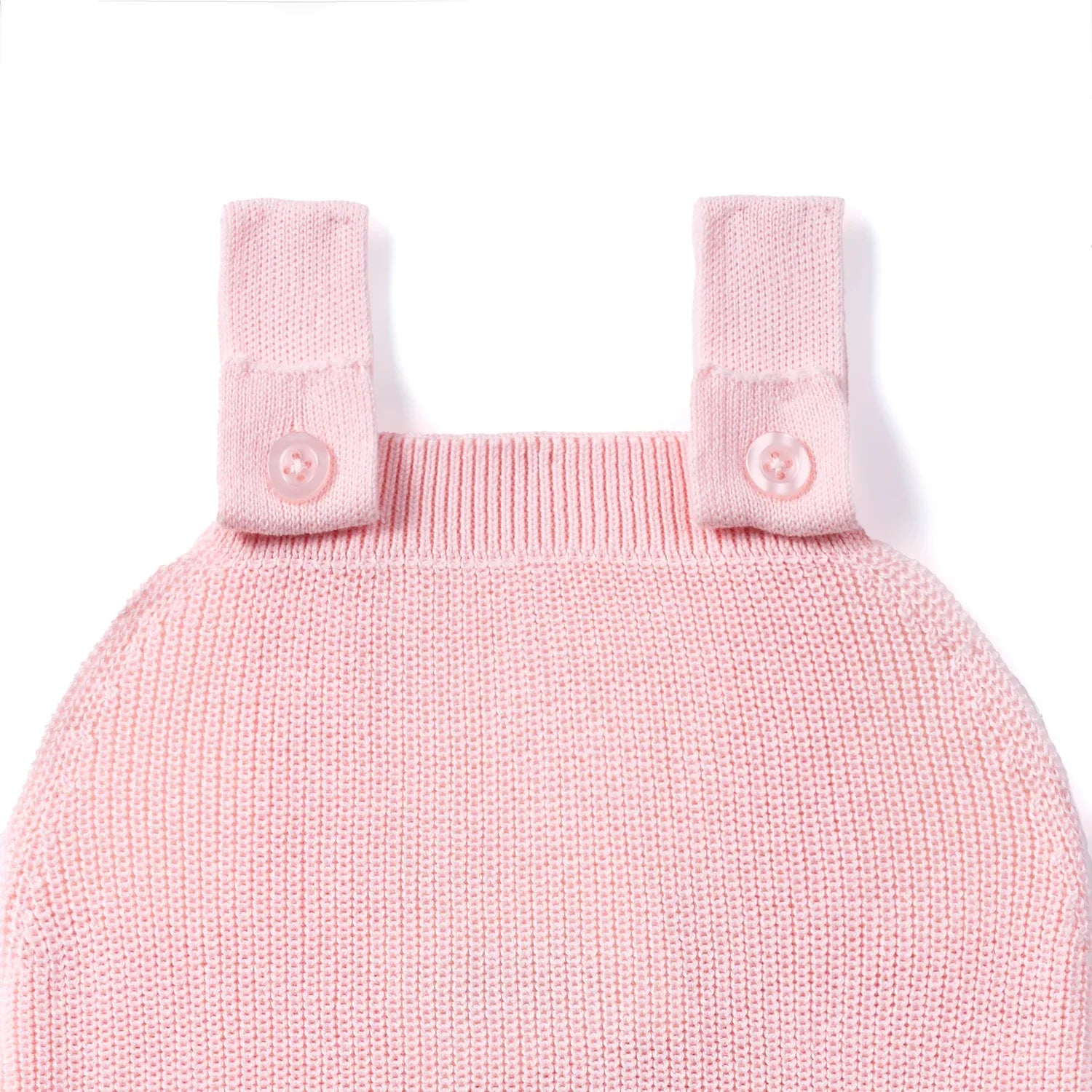 Baby Knit Button Strap Romper in Pink