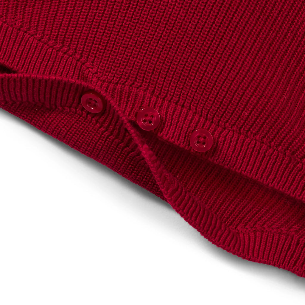 Baby Knit Button Strap Romper in Red Xmas