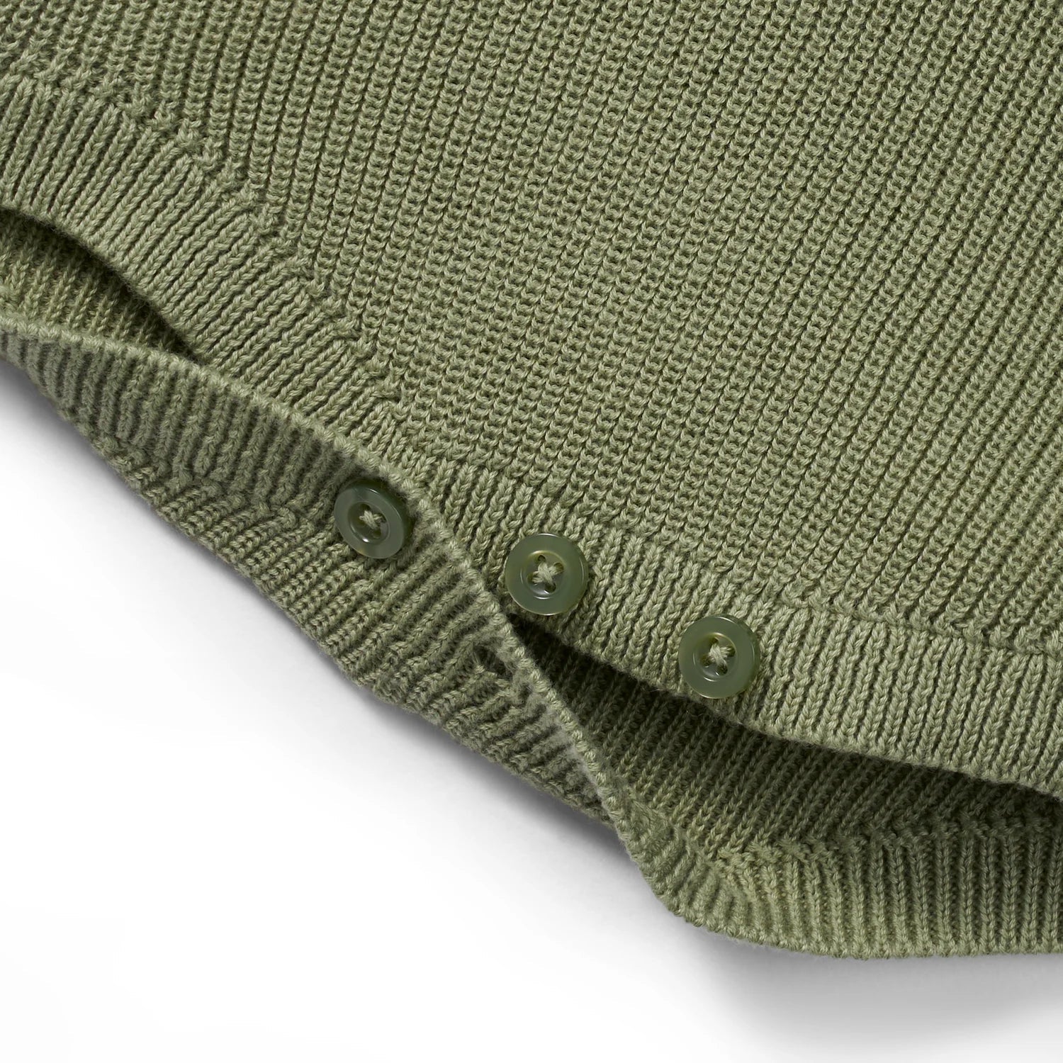 Baby Knit Button Strap Romper in Sage Green