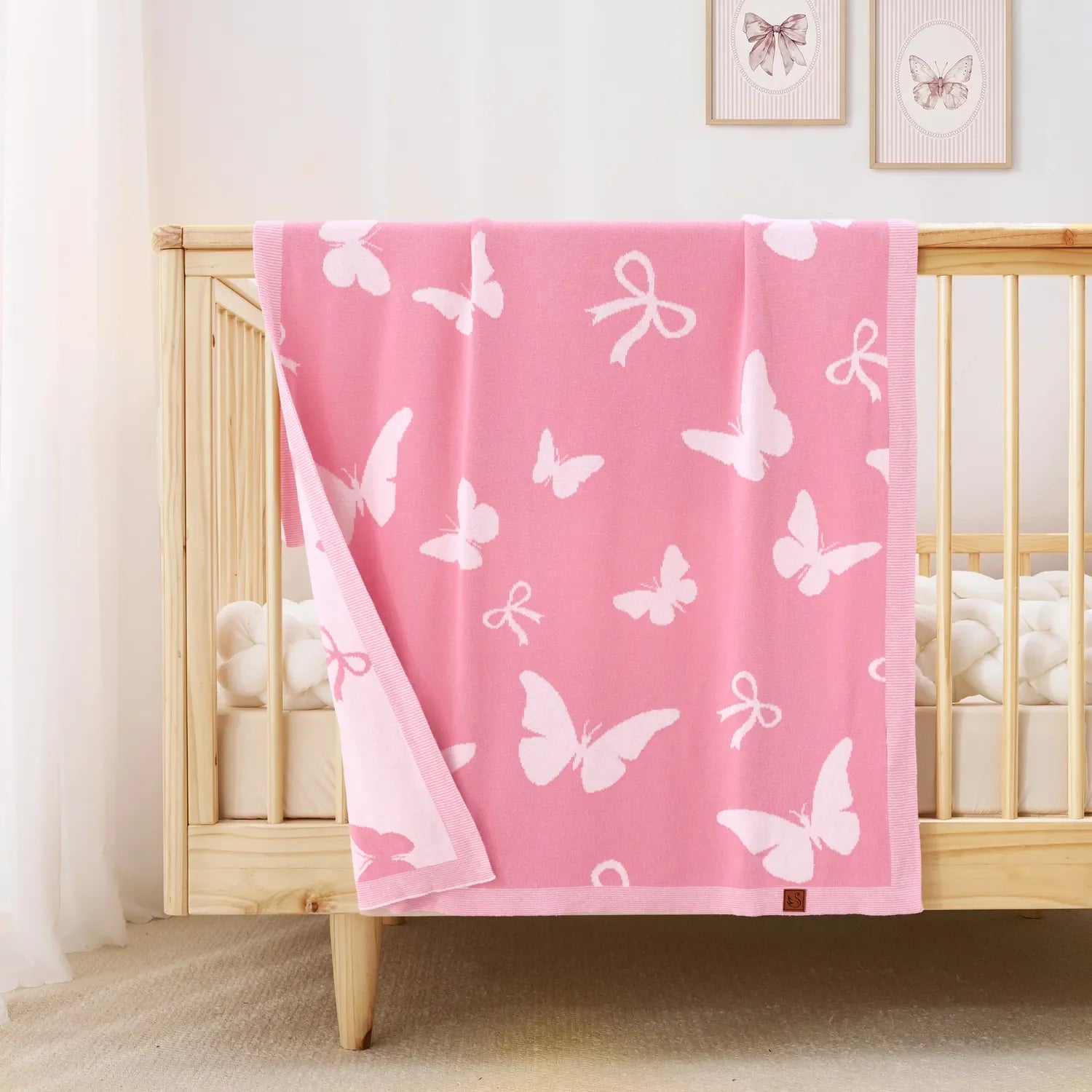 Butterfly Jacquard Knit Baby Blanket