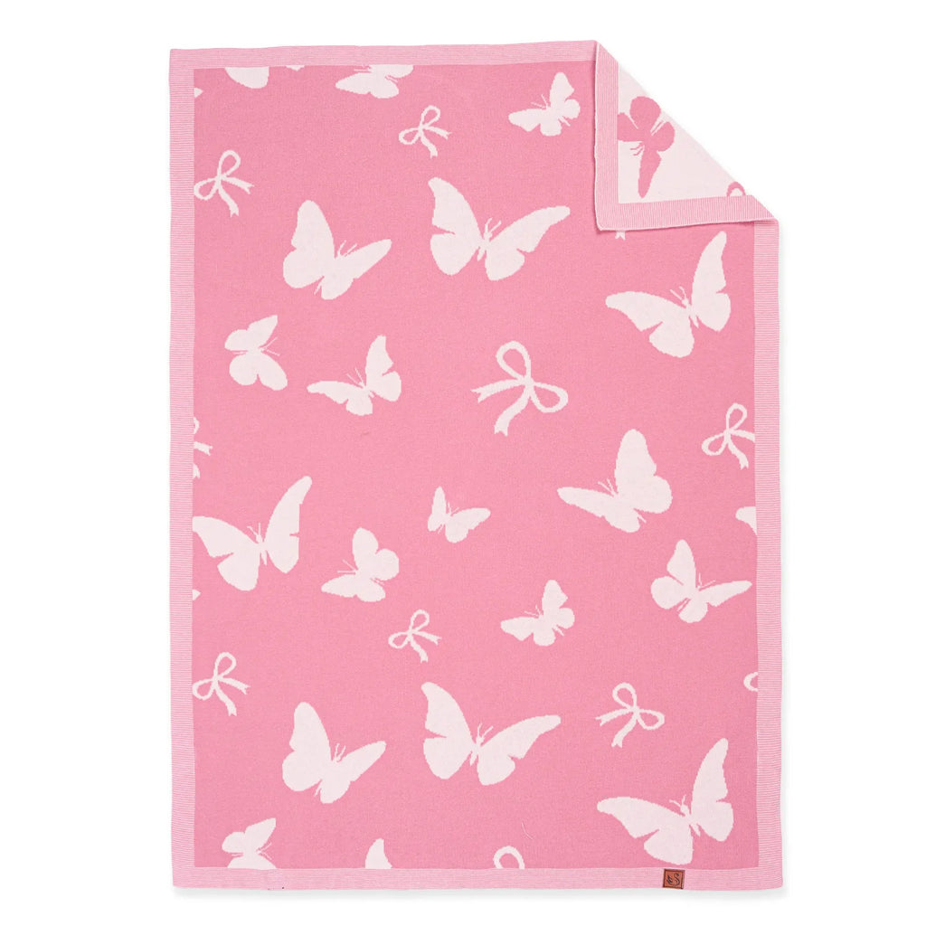 Butterfly Jacquard Knit Baby Blanket