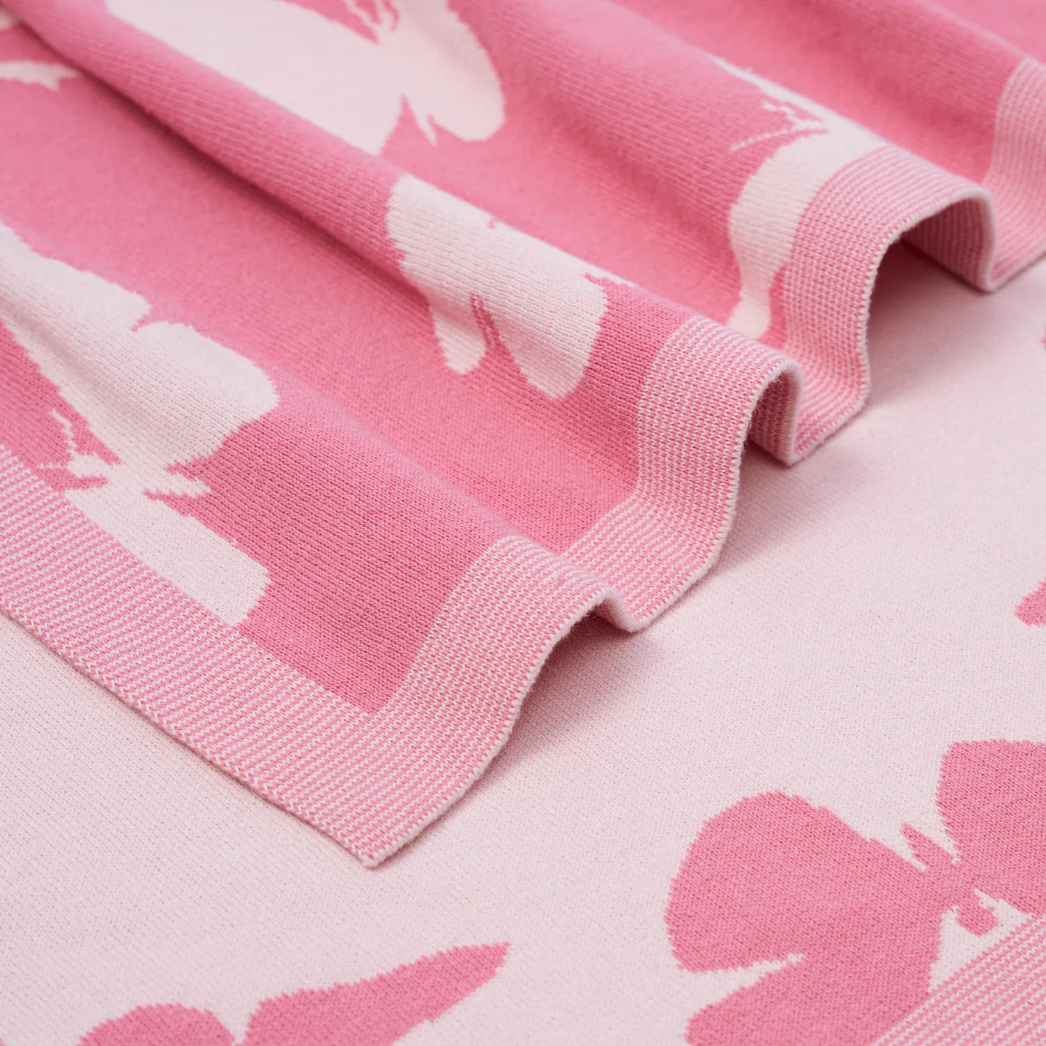 Butterfly Jacquard Knit Baby Blanket