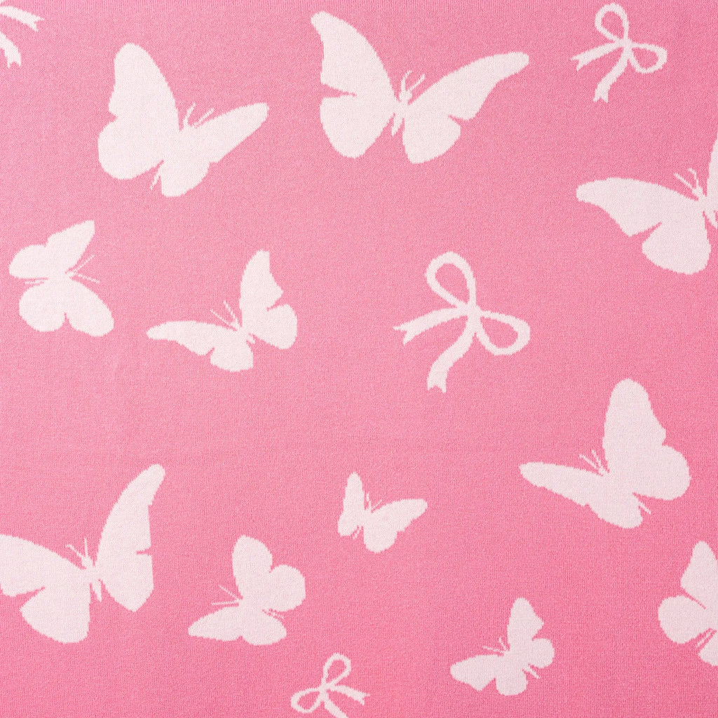 Butterfly Jacquard Knit Baby Blanket