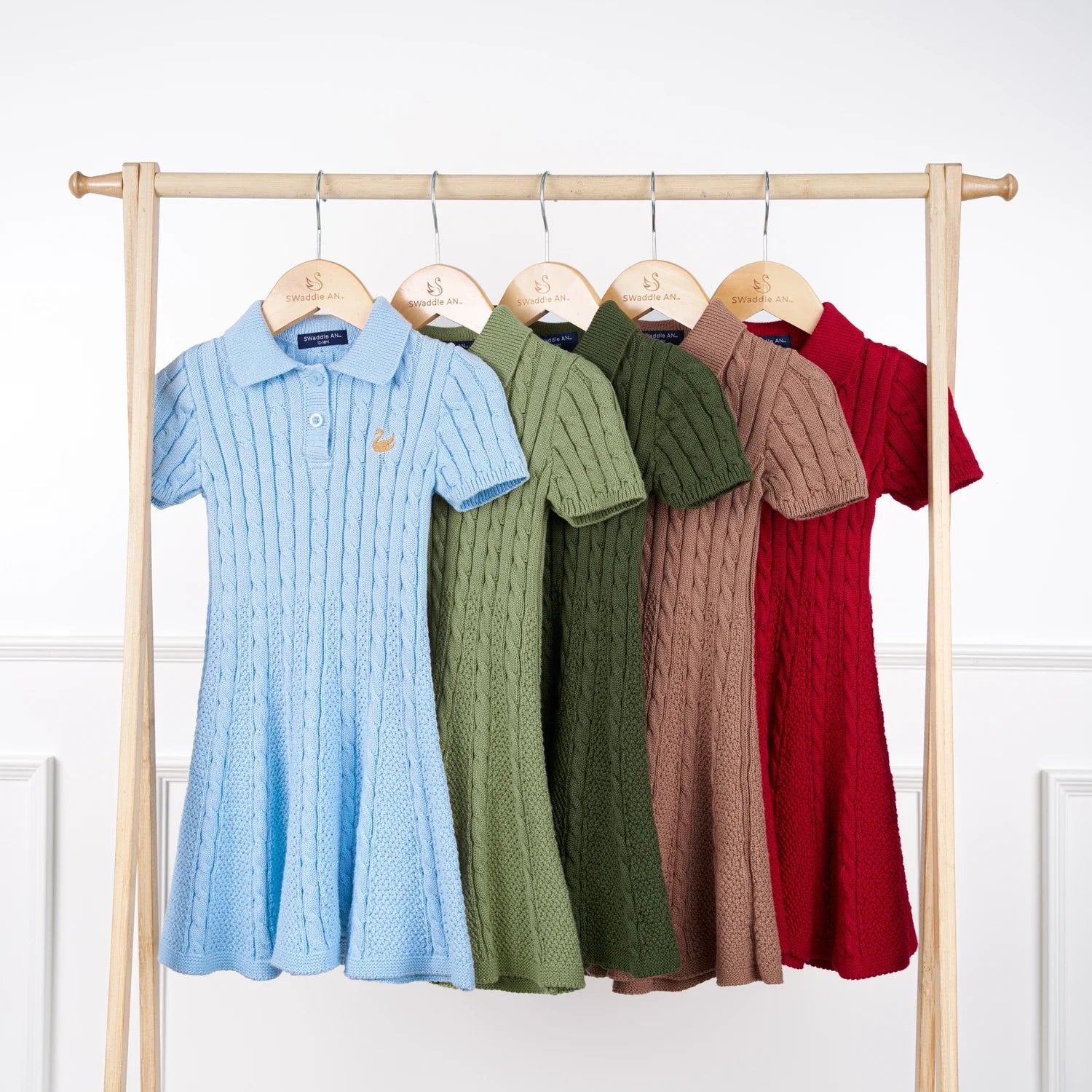 Cable Knit Polo Dress in Mocha