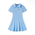 Cable Knit Polo Dress in Baby Blue