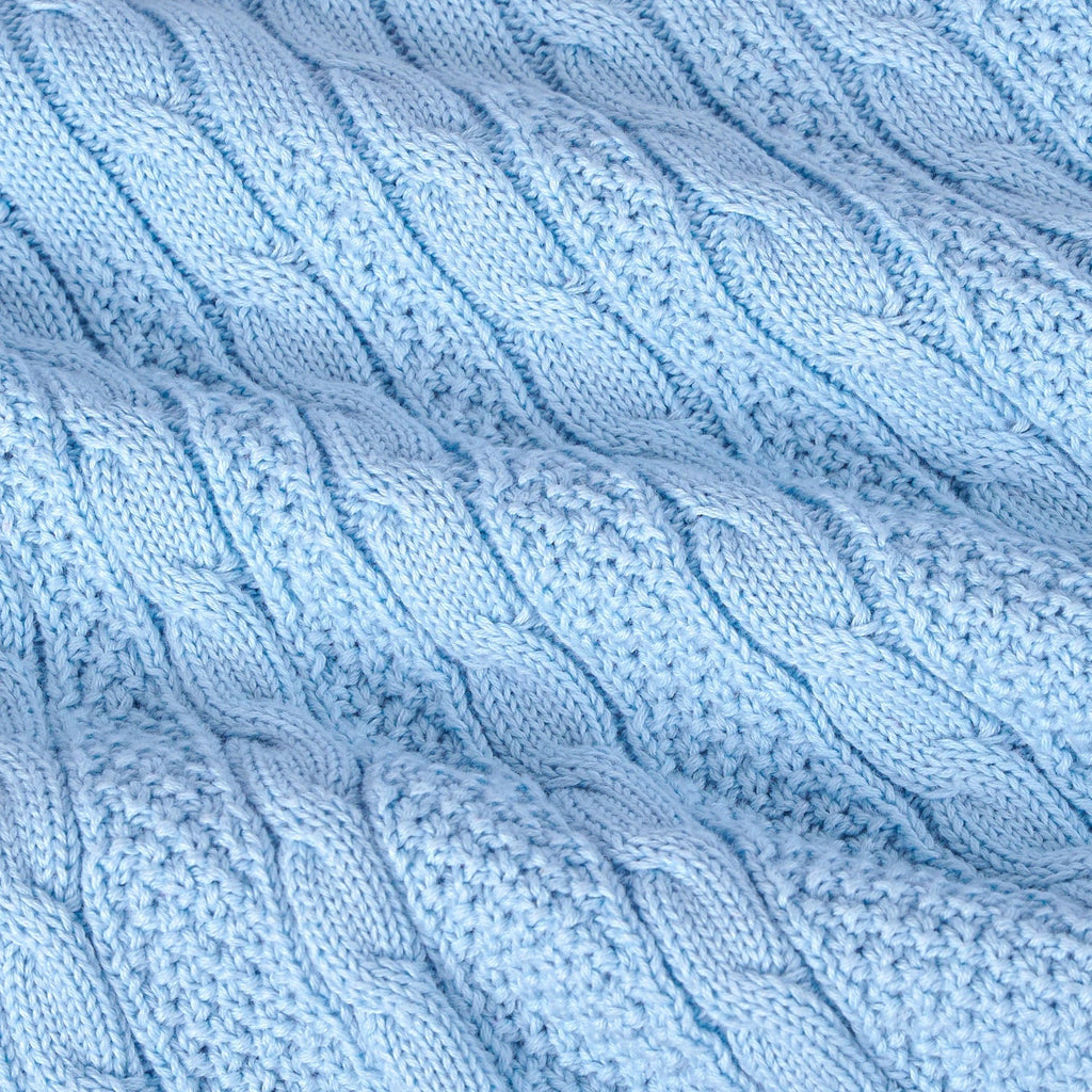 Cable Knit Polo Dress in Baby Blue