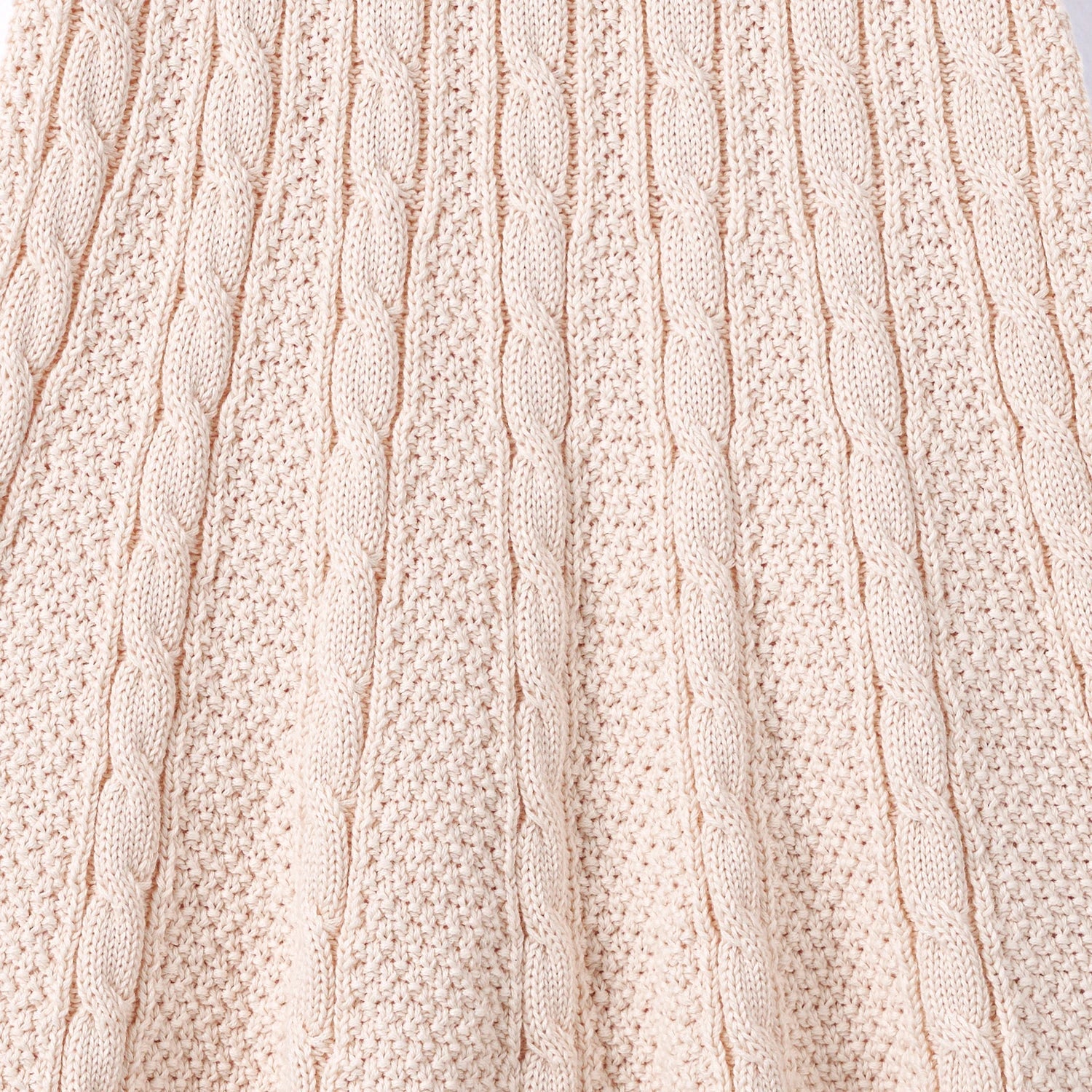 Cable Knit Polo Dress in Beige