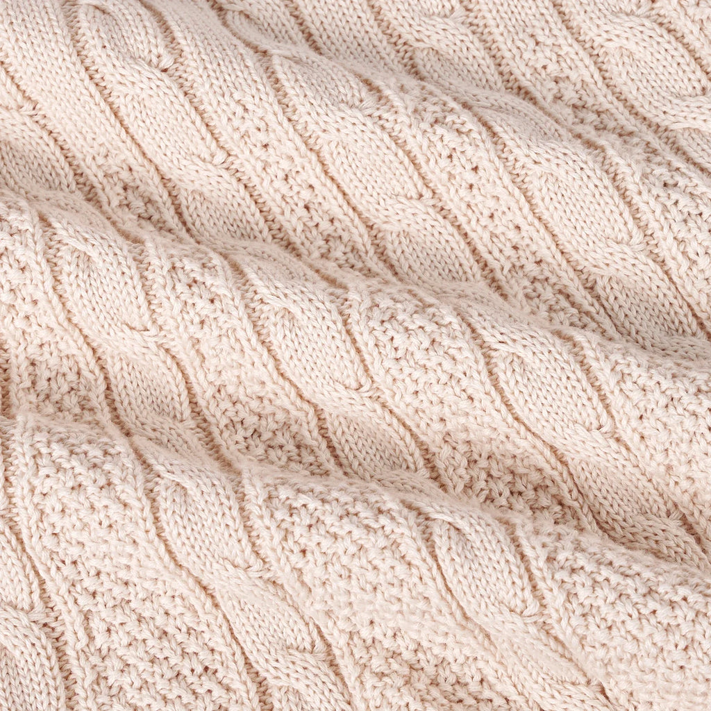 Cable Knit Polo Dress in Beige
