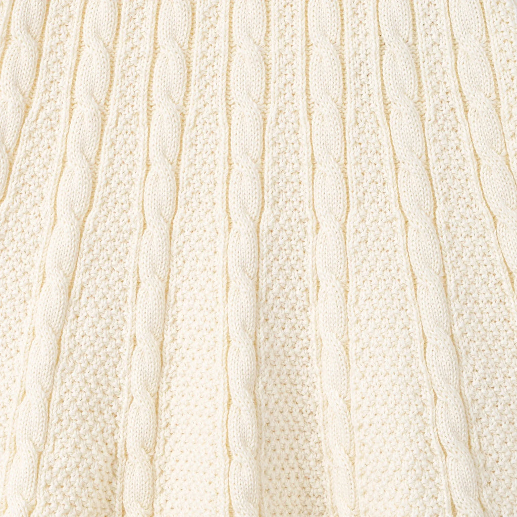 Cable Knit Polo Dress in Cream