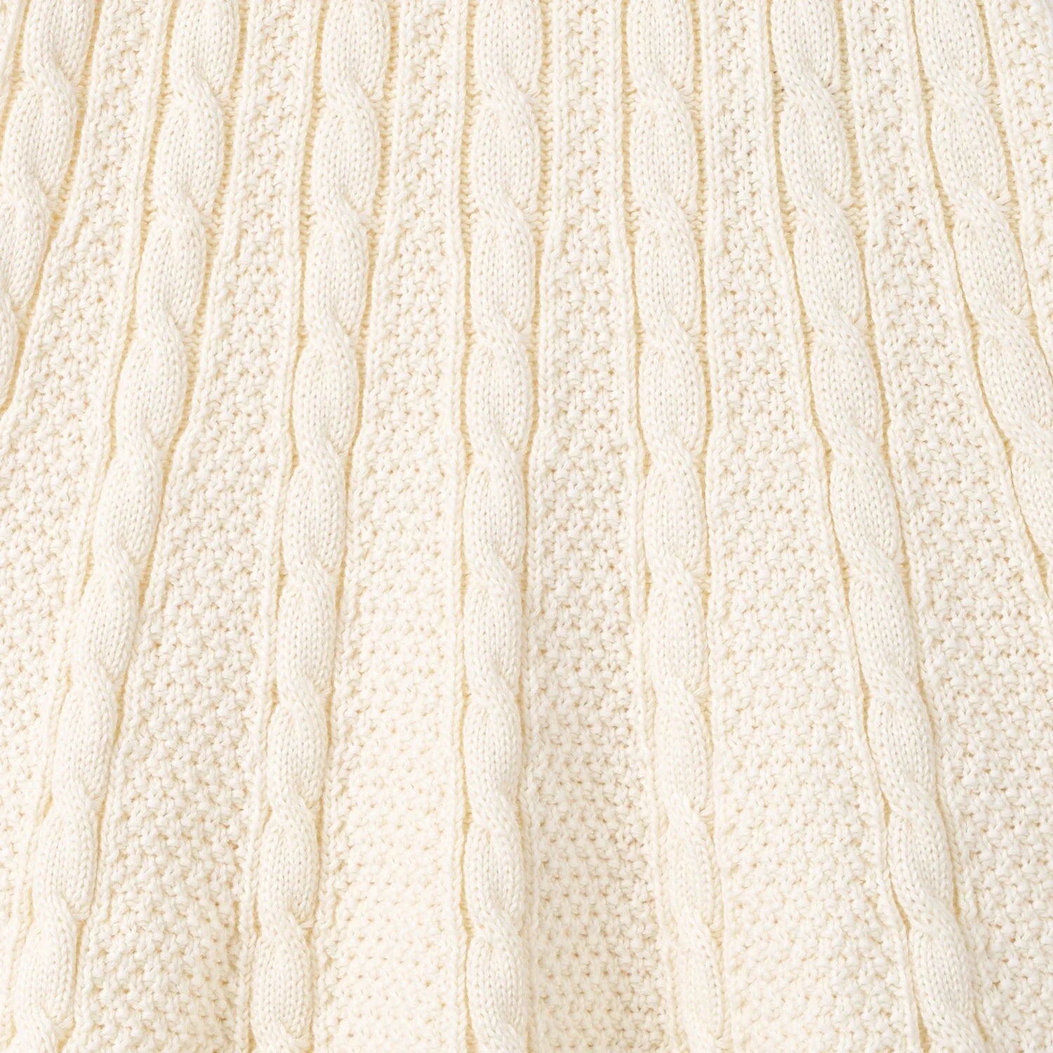 Cable Knit Polo Dress in Cream