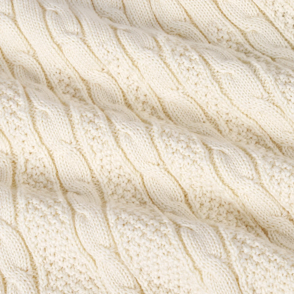 Cable Knit Polo Dress in Cream