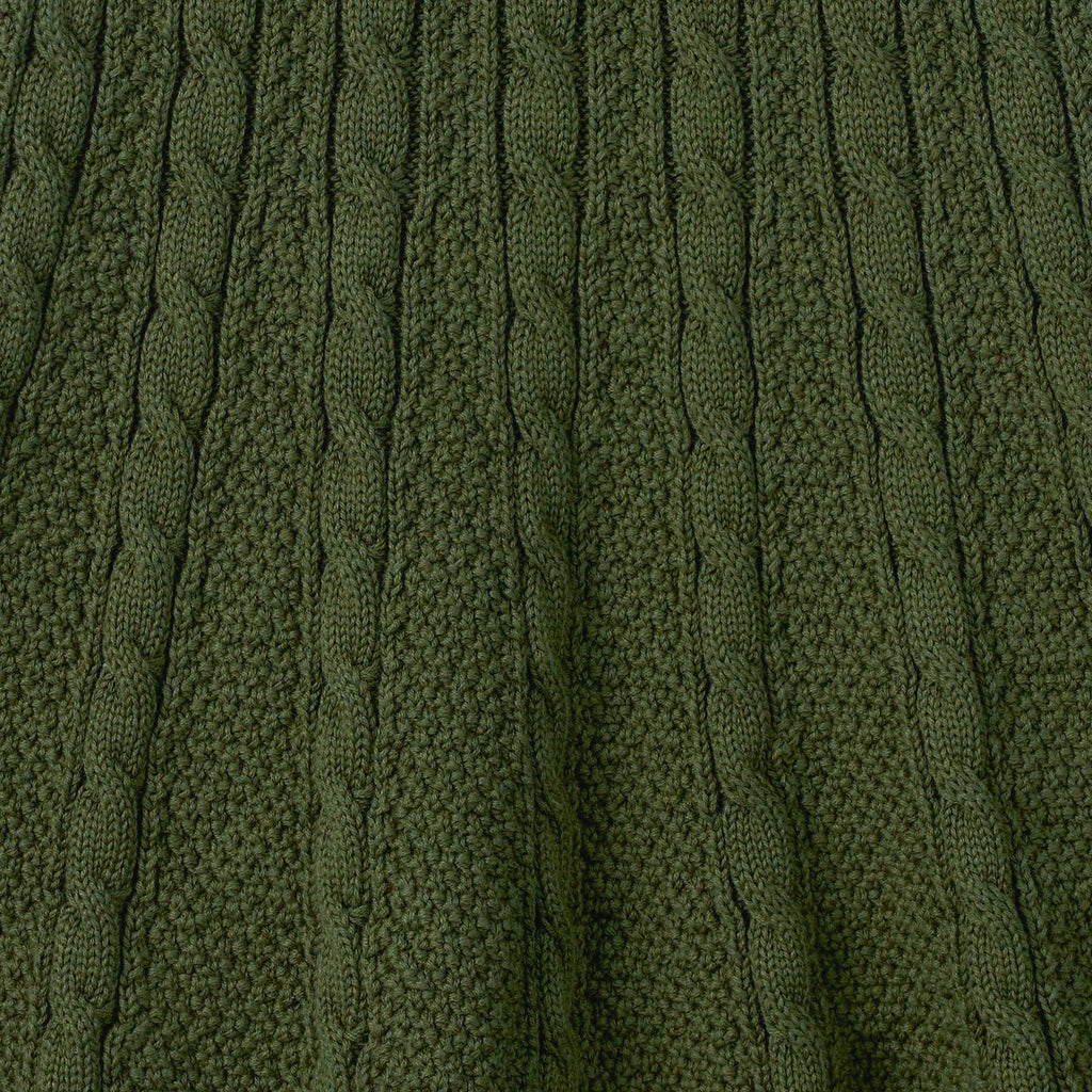 Cable Knit Polo Dress in Forest Green
