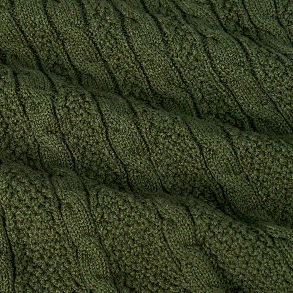 Cable Knit Polo Dress in Forest Green