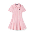 Cable Knit Polo Dress in Pink