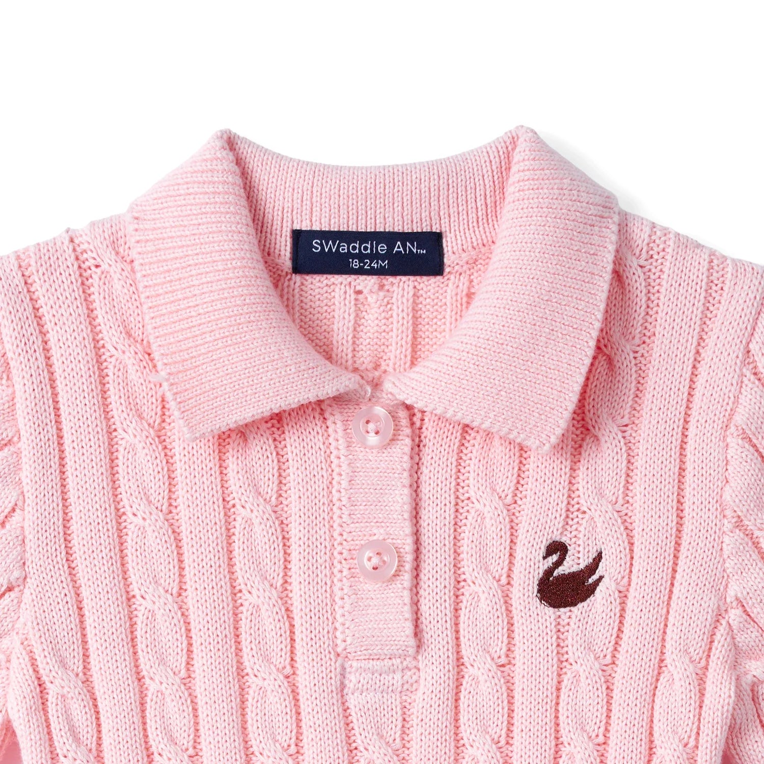 Cable Knit Polo Dress in Pink