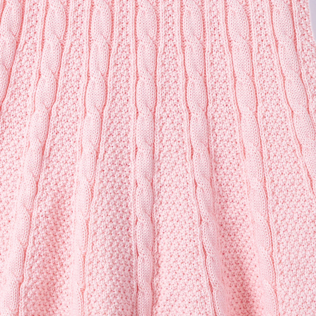 Cable Knit Polo Dress in Pink