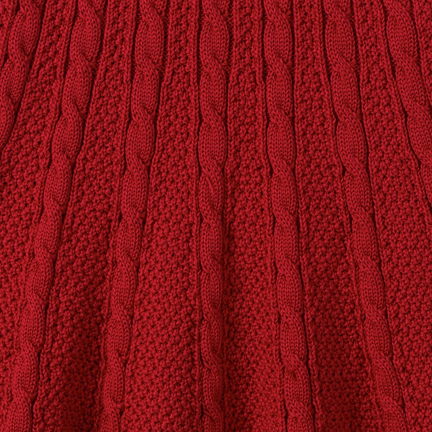 Cable Knit Polo Dress in Red Xmas