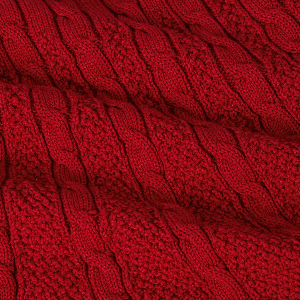 Cable Knit Polo Dress in Red Xmas