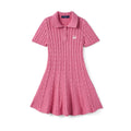 Cable Knit Polo Dress in Rose Pink