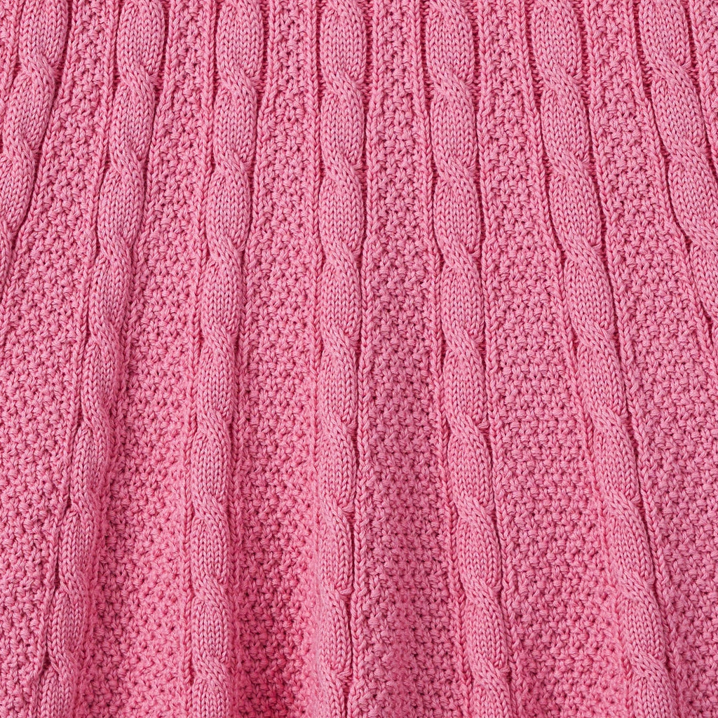 Cable Knit Polo Dress in Rose Pink