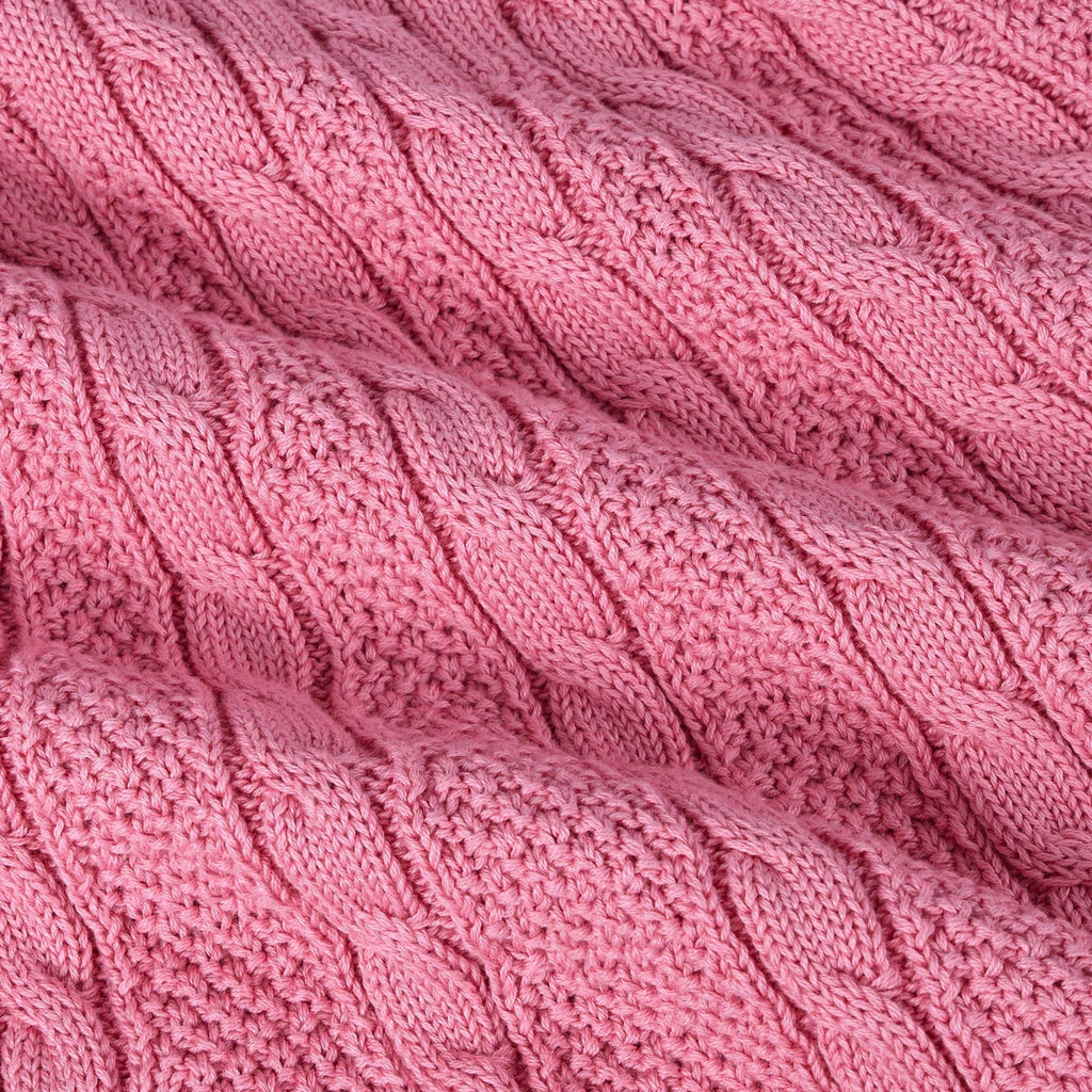 Cable Knit Polo Dress in Rose Pink