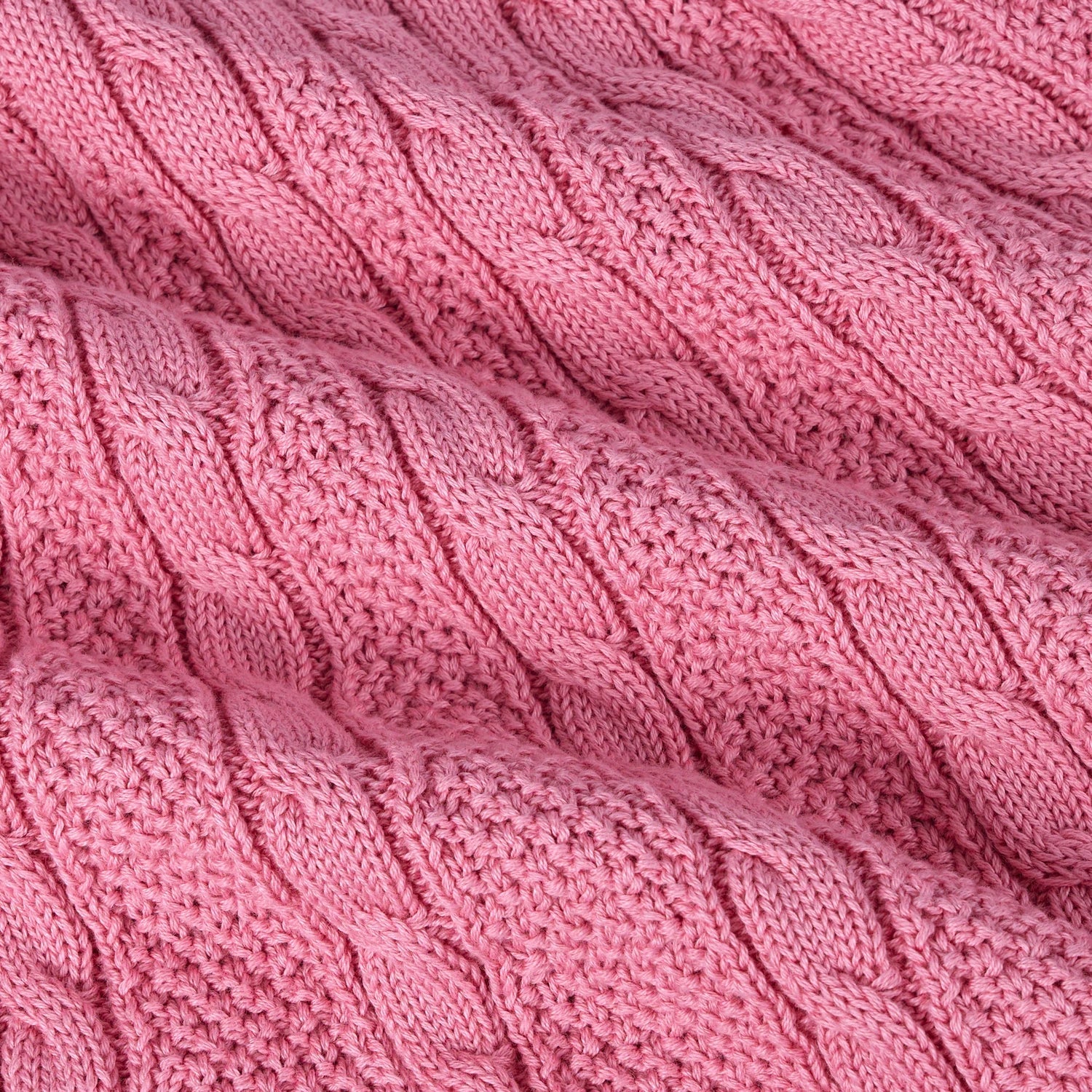 Cable Knit Polo Dress in Rose Pink