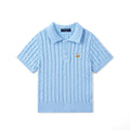 Cable Knit Polo Sweater in Baby Blue