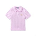 Cable Knit Polo Sweater in Lilac