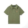 Cable Knit Polo Sweater in Sage Green