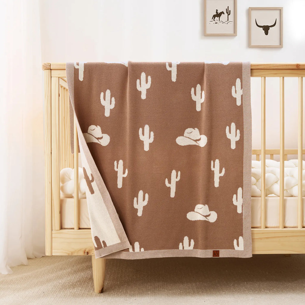 Cactus Jacquard Knit Baby Blanket