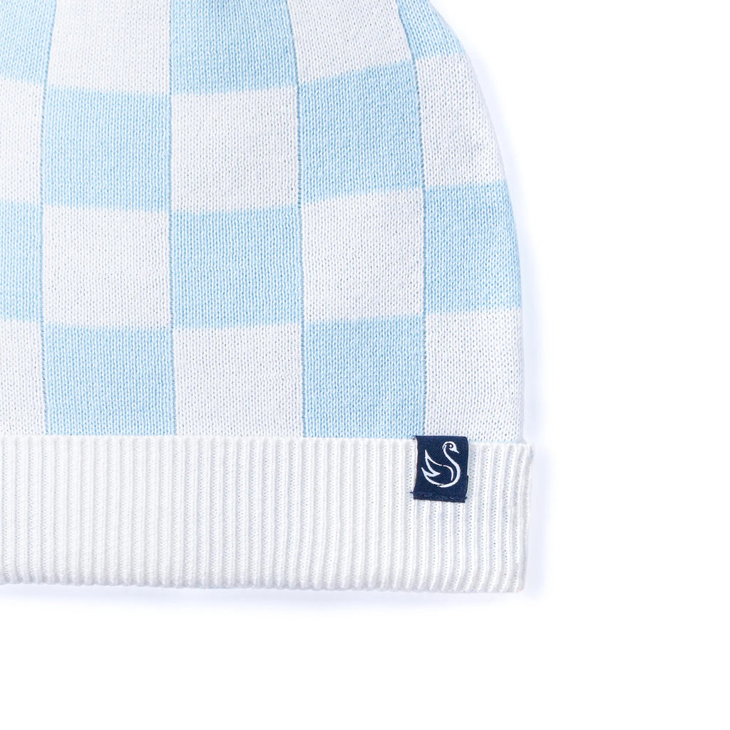 Blue Checker Baby Knit Beanie