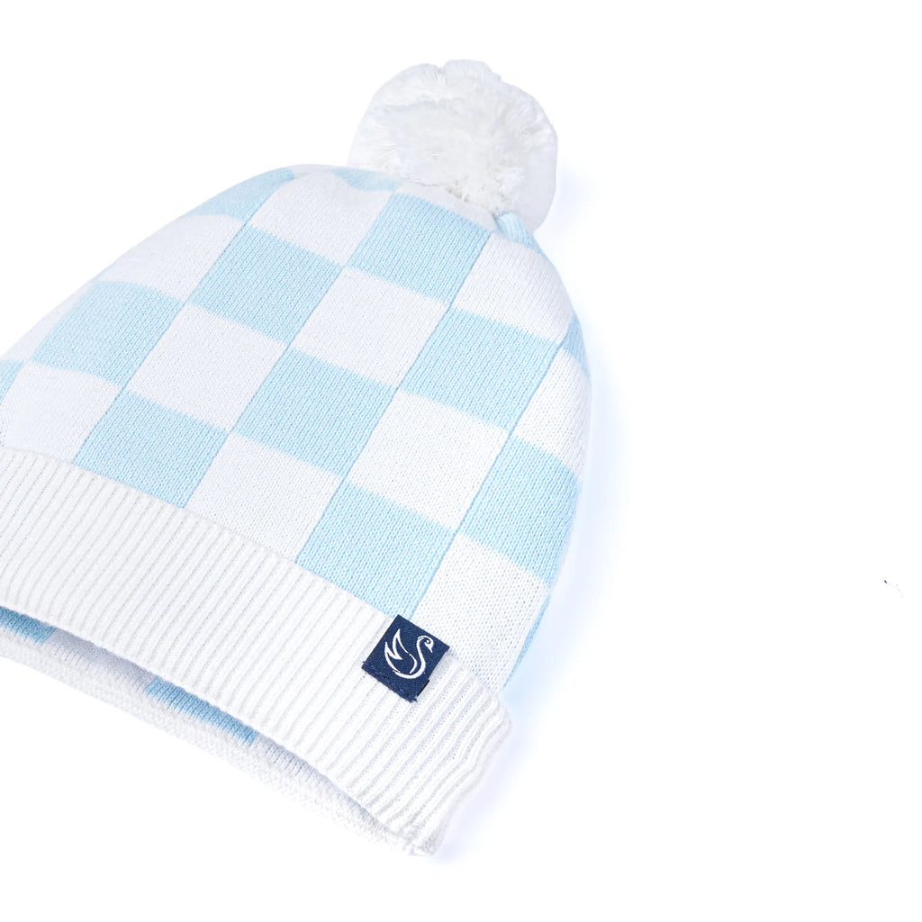 Blue Checker Baby Knit Beanie