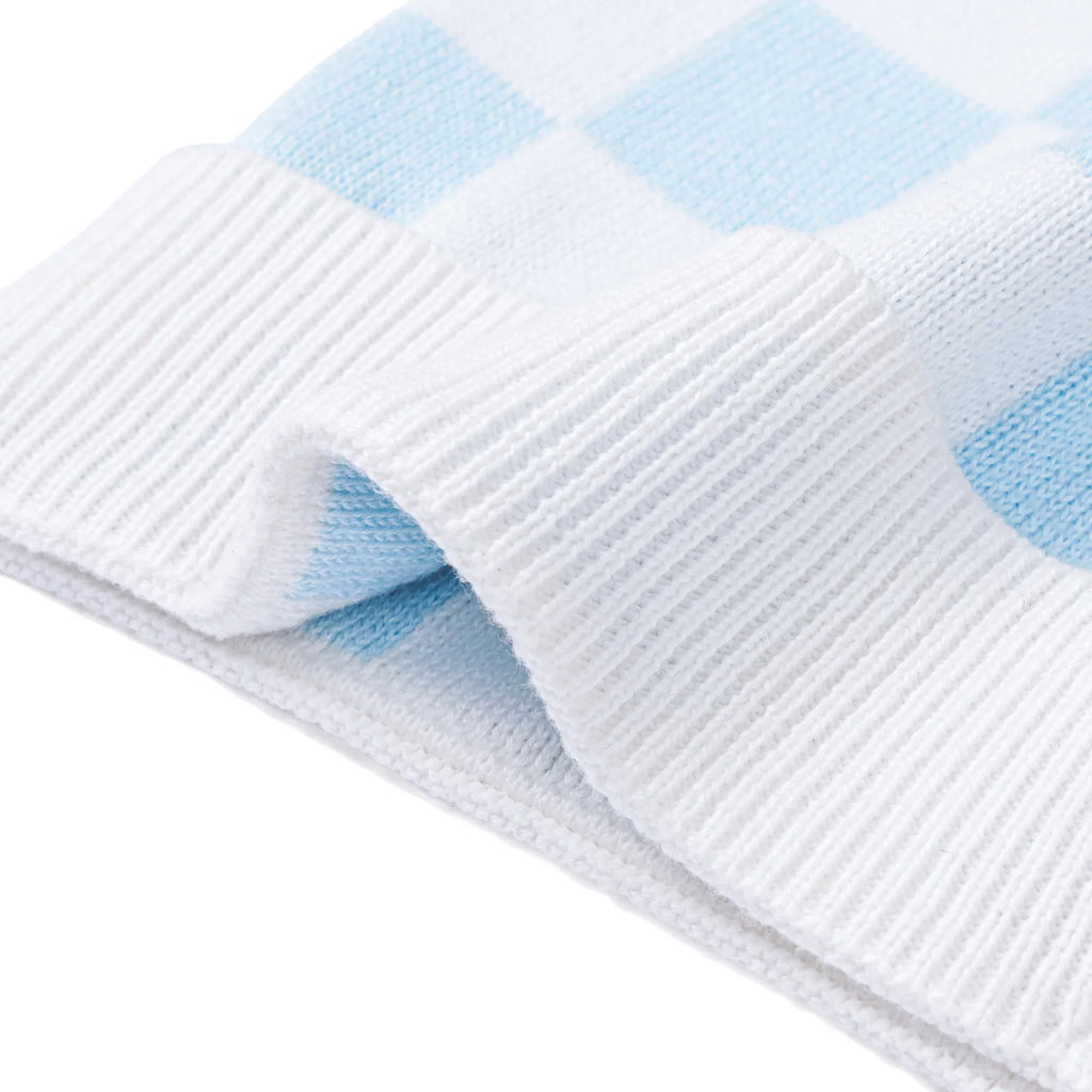 Blue Checker Baby Knit Beanie