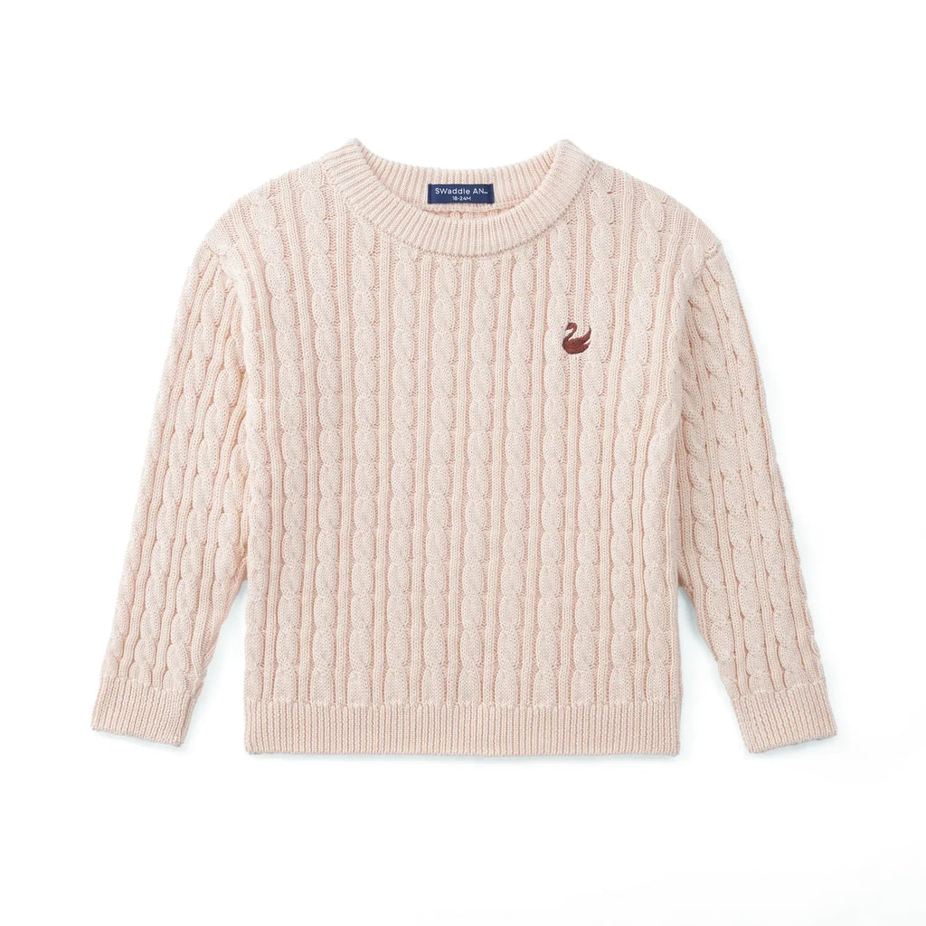 Classic Cable Knit Baby Sweater in Beige