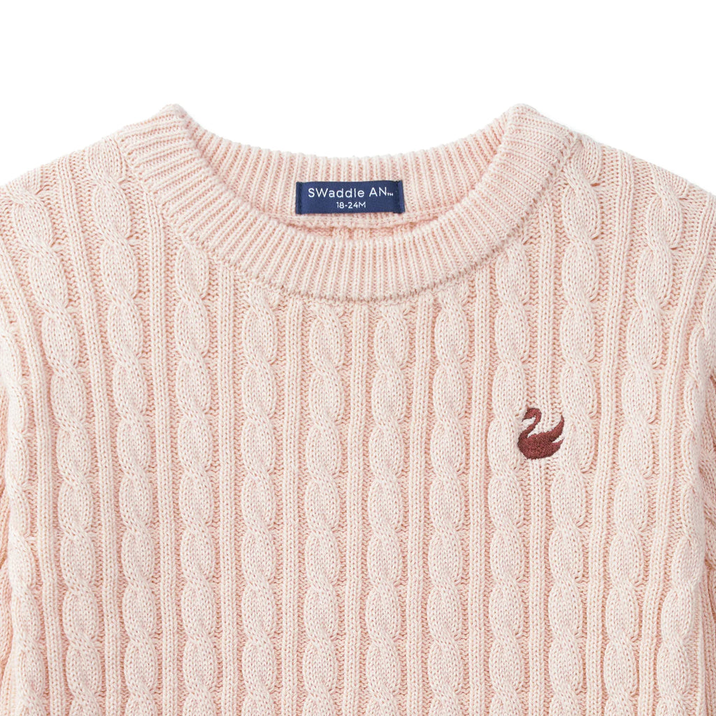 Classic Cable Knit Baby Sweater in Beige