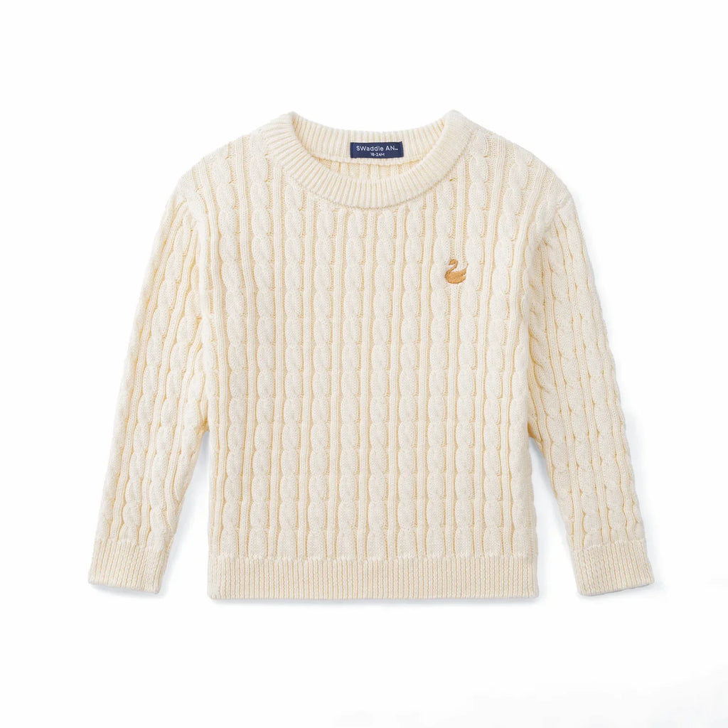 Classic Cable Knit Baby Sweater in Cream