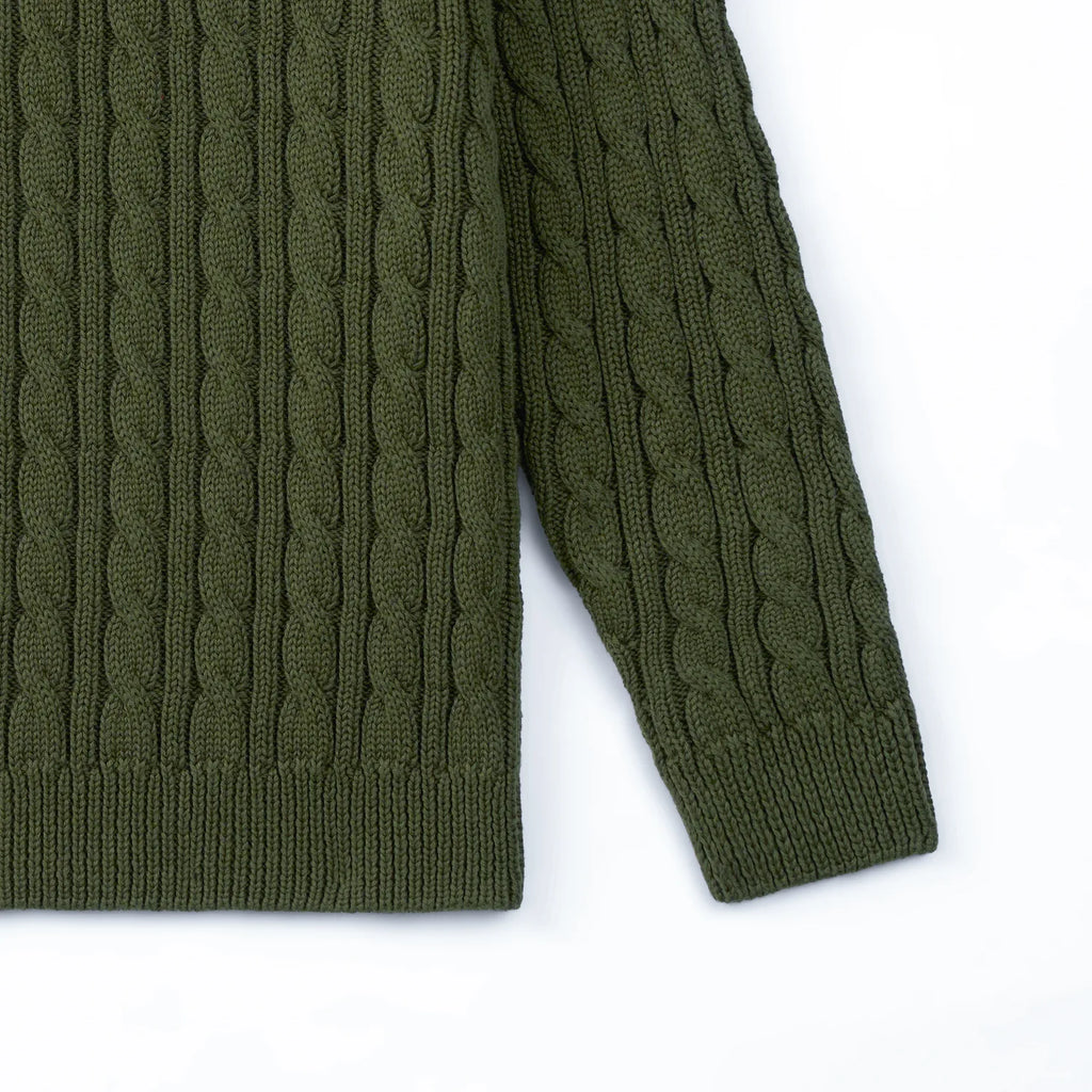Classic Cable Knit Baby Sweater in Forest Green
