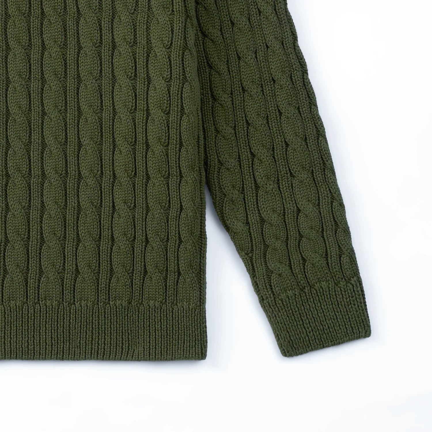 Classic Cable Knit Baby Sweater in Forest Green