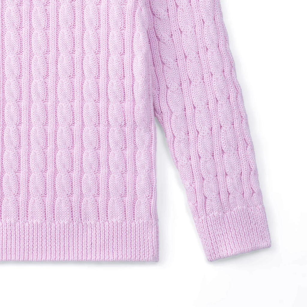 Classic Cable Knit Baby Sweater in Lilac