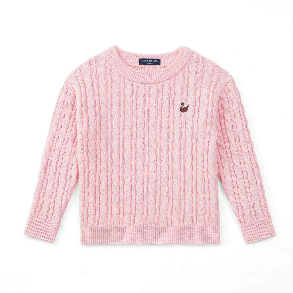 Classic Cable Knit Baby Sweater in Pink