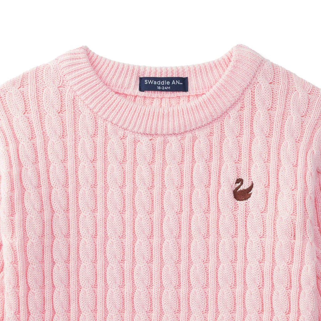 Classic Cable Knit Baby Sweater in Pink