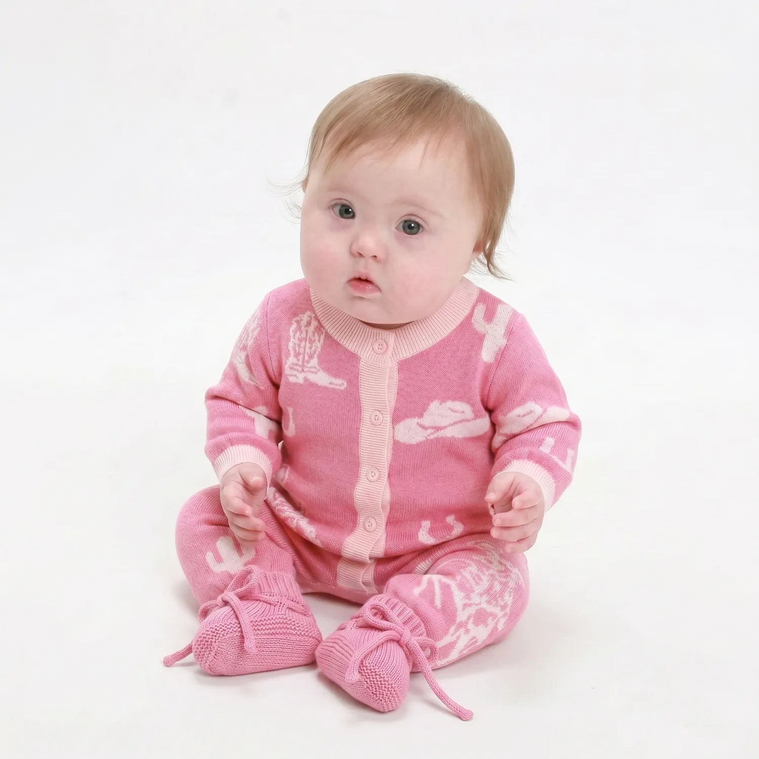 Cowgirl Baby Knit Button Romper