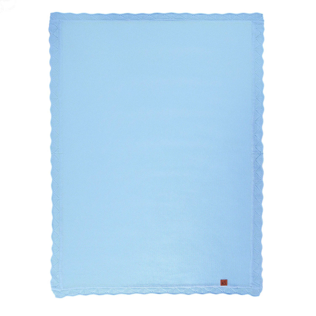Heirloom Lace Knit Baby Blanket in Baby Blue