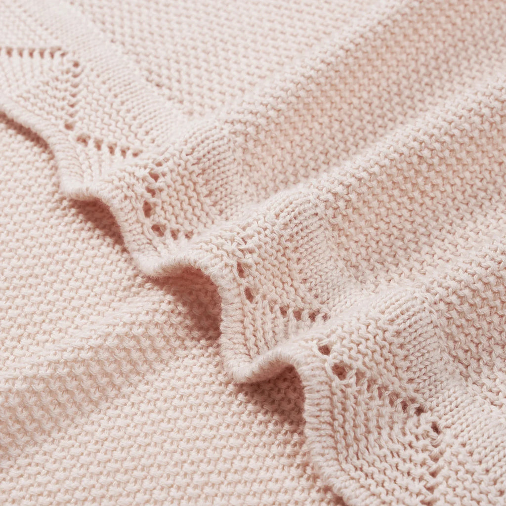 Heirloom Lace Knit Baby Blanket in Beige