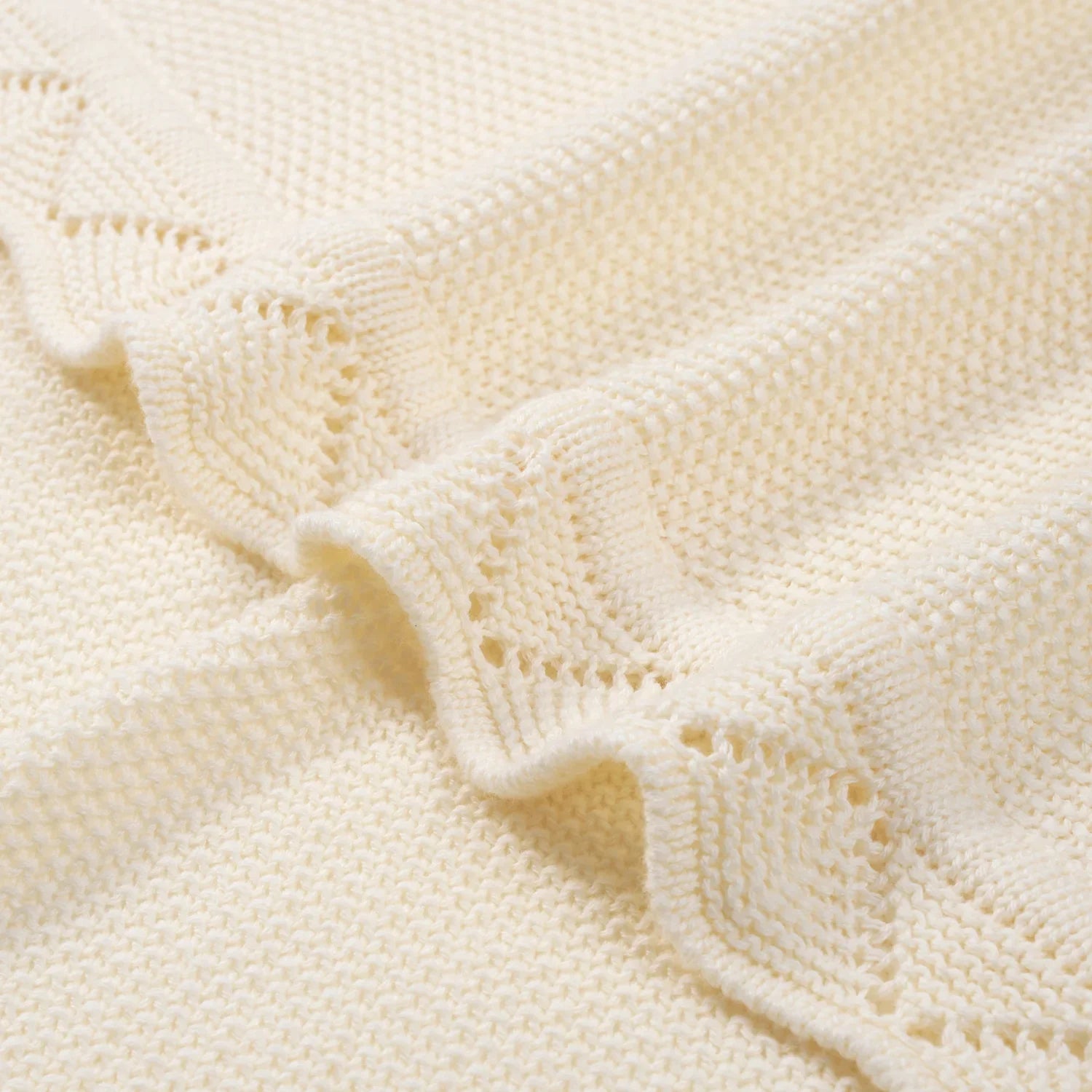 Heirloom Lace Knit Baby Blanket in Cream
