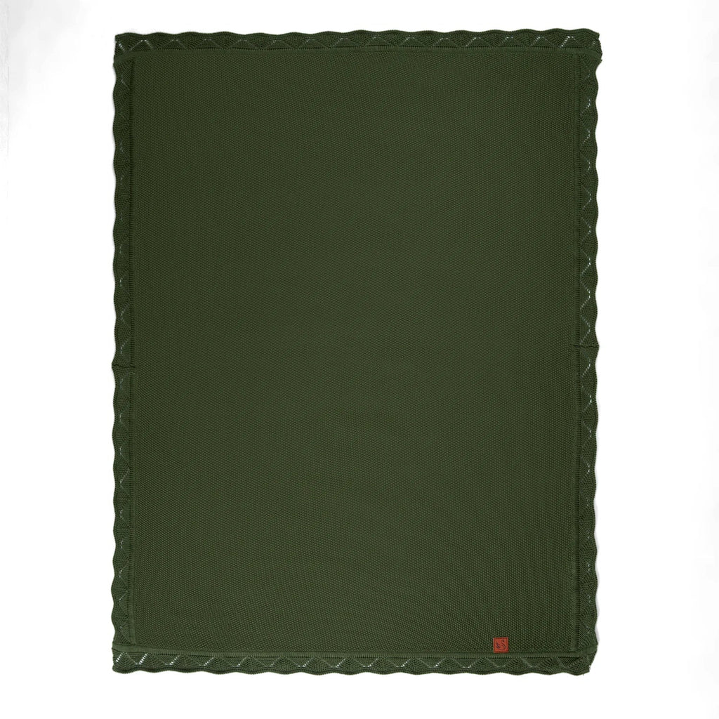 Heirloom Lace Knit Baby Blanket in Forest Green